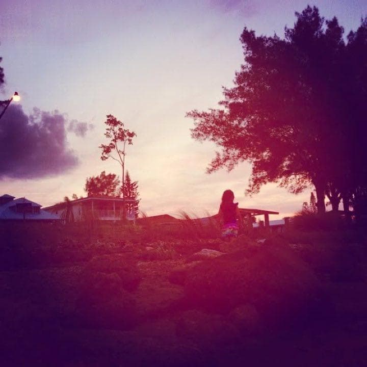 Kid at sunset